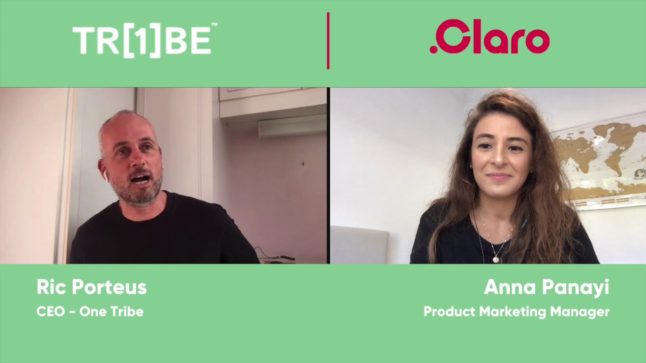 One Tribe's Ric Porteus on a video call with Anna Panayi, Claro Money's Product Marketing Manager