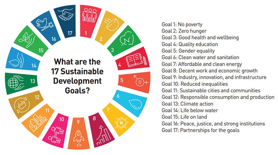 Un sustainability goals chart with the sustainability goals explained