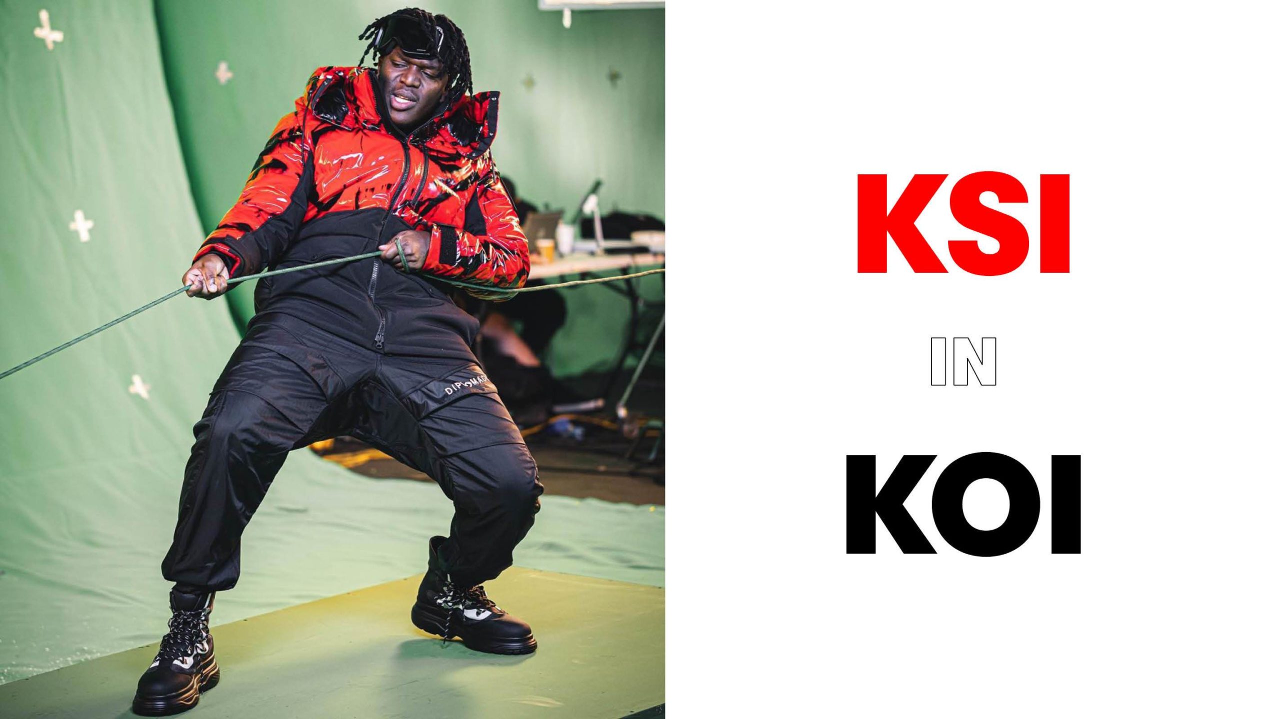 An image of YouTube star and singer/songwriter KSI wearing a pair of Koi boots for his latest music release 'Really Love' Feat. Craig David & Digital Farm Animals