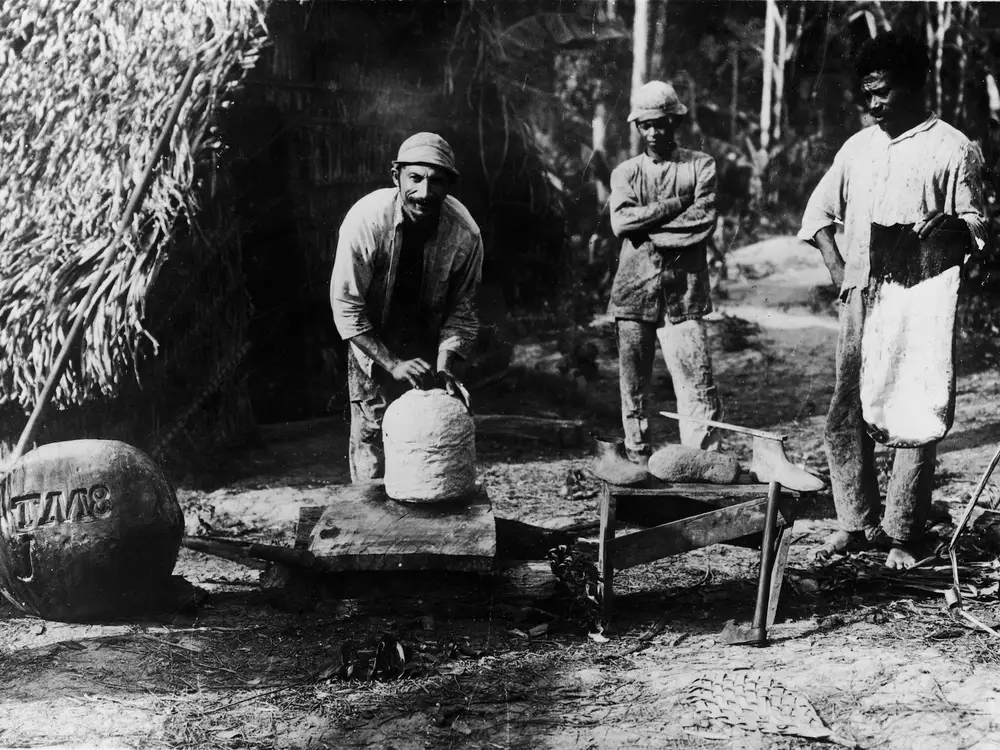 Brazilian men involved in the rubber trade around 1900, before Ford moved his operation into the Amazon