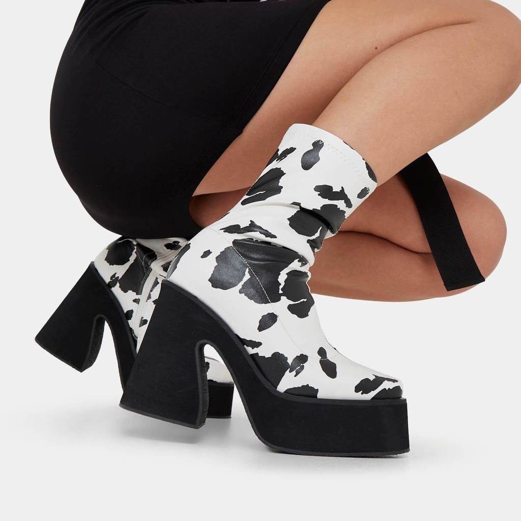 “Holy Cow heeled print boots” from koifootwear.com