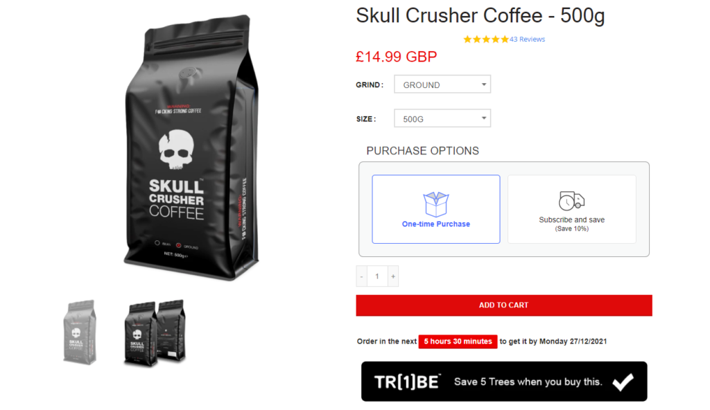 Skull Crusher Coffee - Product journeys