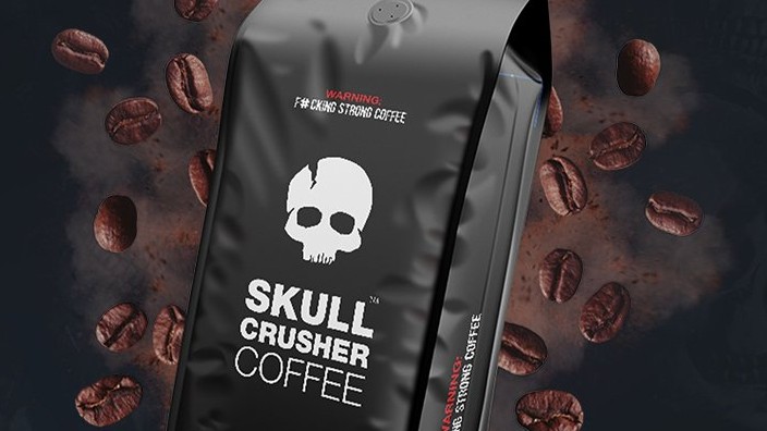 skull crusher coffee bag of coffee beans