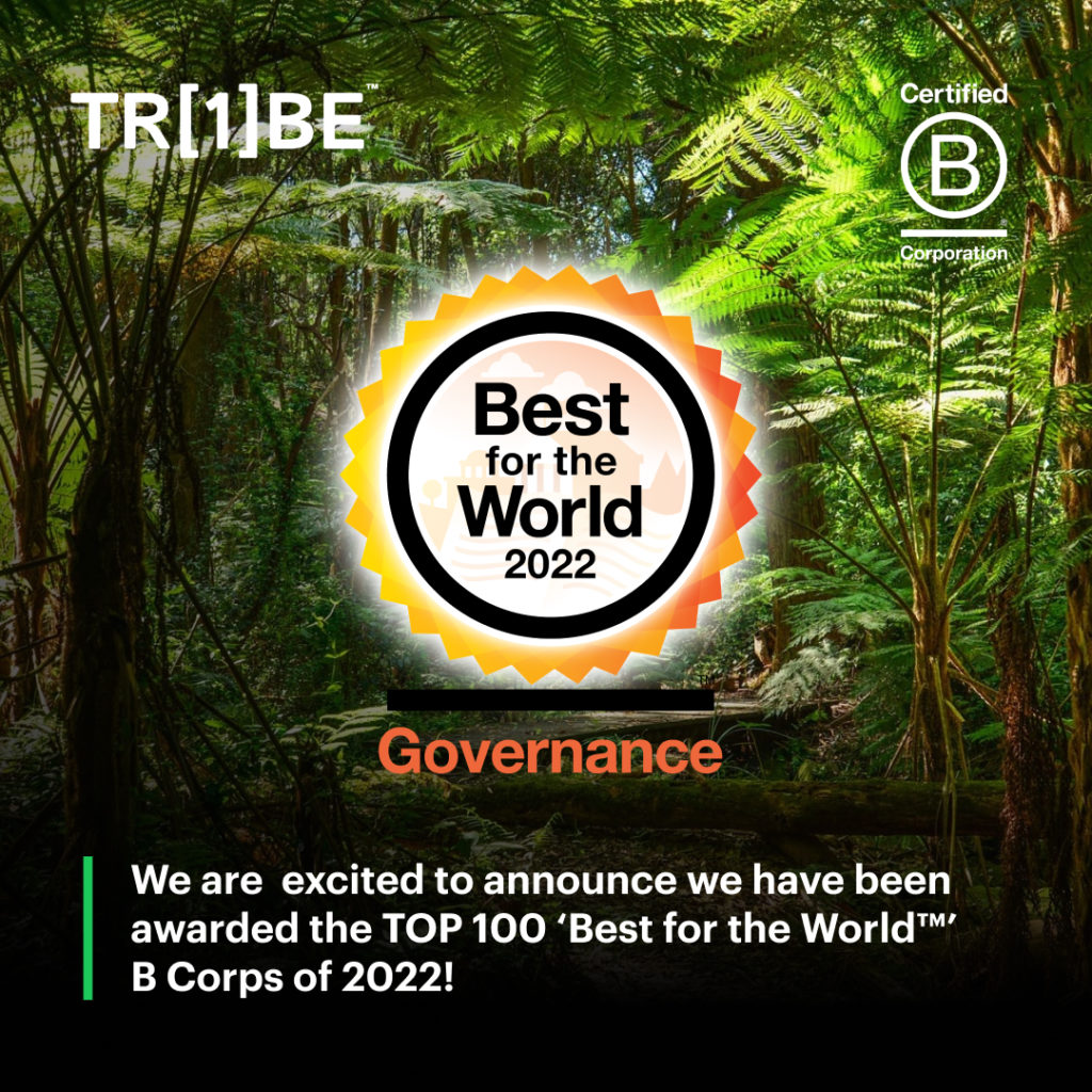 one tribe best for the world 2022 b corp acheivement