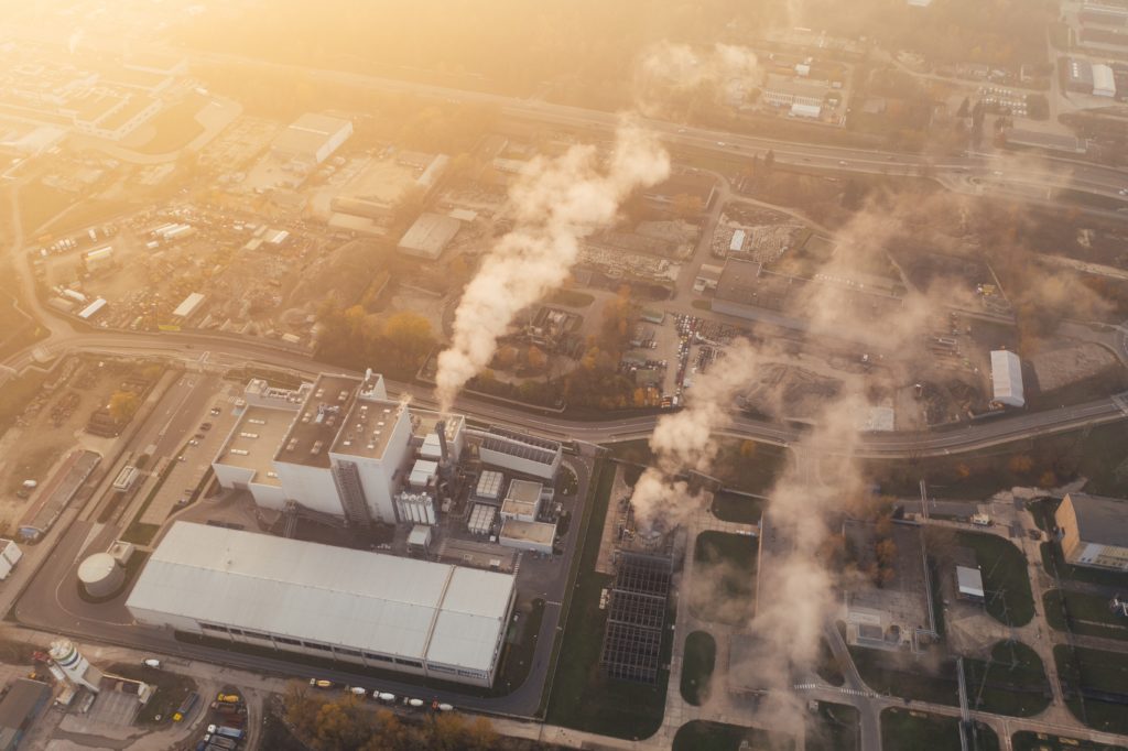 carbon pollution coming from a industrial business