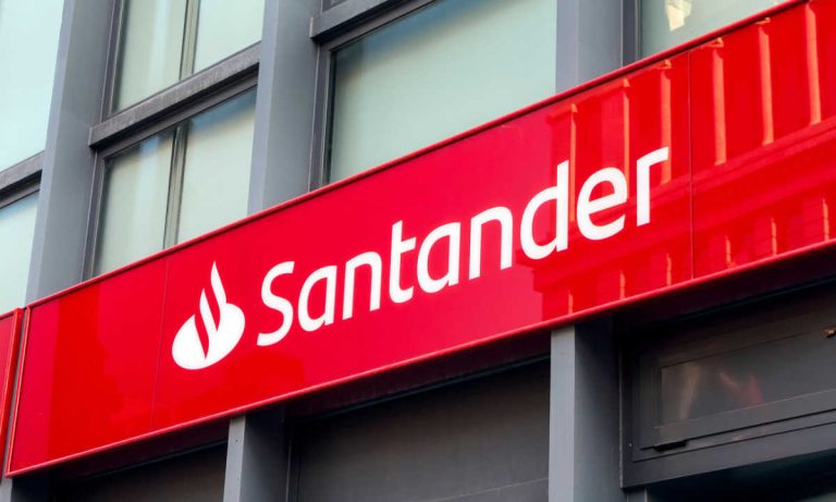 santander bank red sign on building