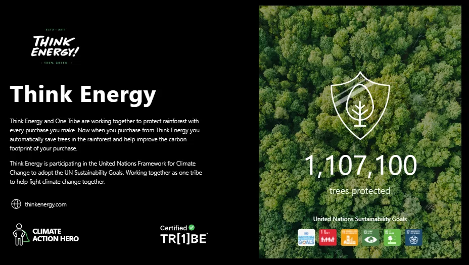 Think energy 1 million trees protected