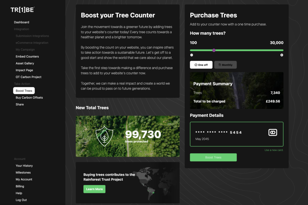 one tribe tree booster tool in app