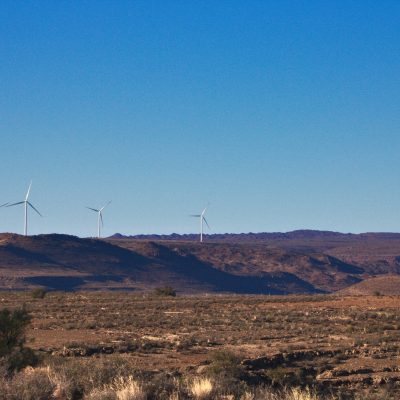 Beautiful day on a Wind farm in the Karoo (Northern Cape, South Africa).