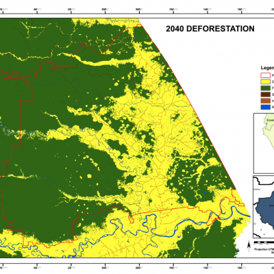 Map 4. Projected Deforestation up to year 2040 covering Project Areas and Leakage Belt areas