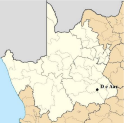 Location of De Aar in the Republic of South Africa